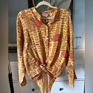 ADOLFO Expressions Women’s Button Up 100% Silk Top